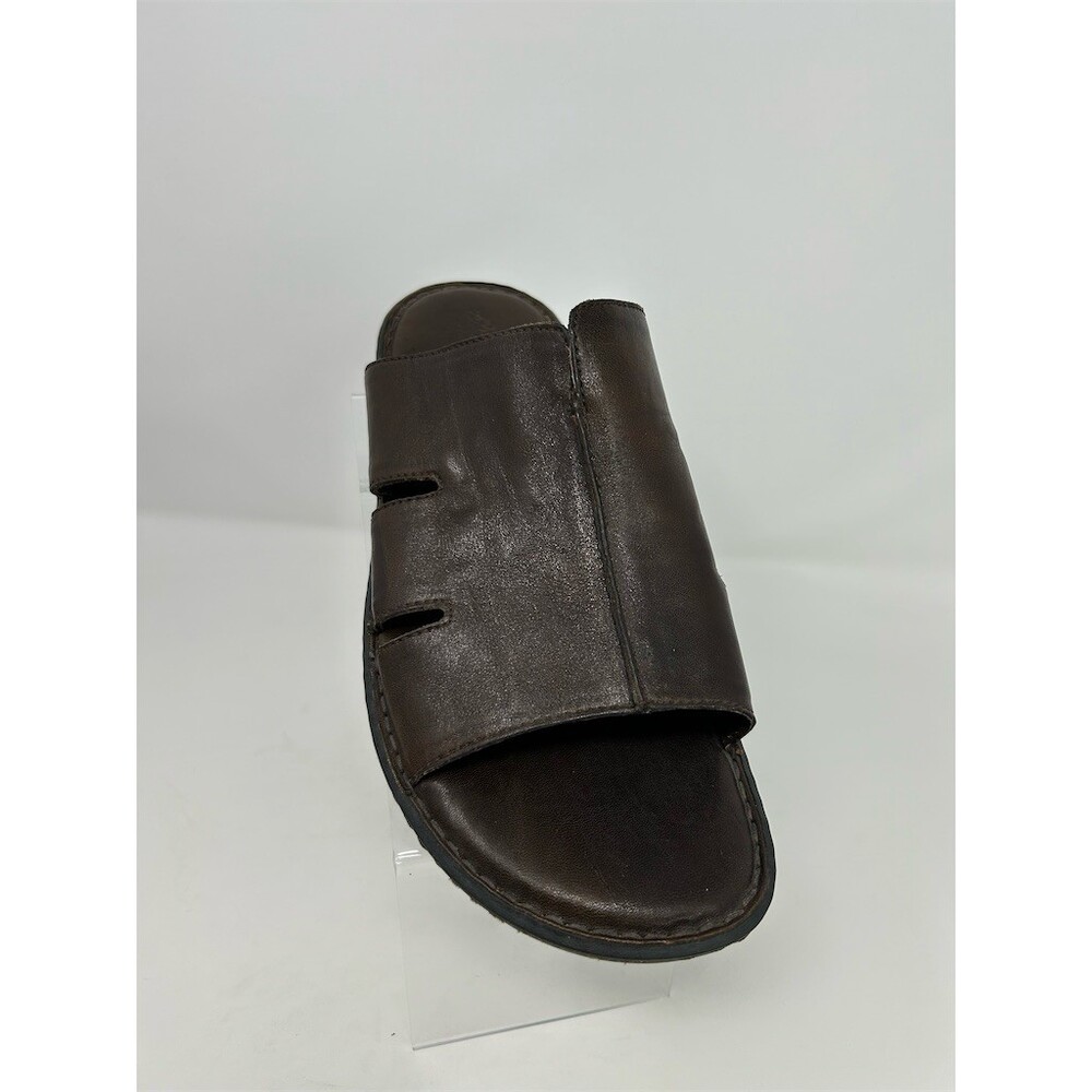 Born Men's Slide Sandals Dark Brown Leather Open Toe Cushioned Slip-On Size 11 - Picture 2 of 13